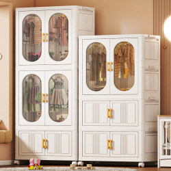 Thickened Storage Cabinet for Home Bedroom Baby Wardrobe with Wheels, Multi-Layer Foldable Clothing and Toy Storage Cabinet Thickened Storage Cabinet for Home Bedroom Baby Wardrobe with Wheels, Multi-Layer Foldable Clothing and Toy Storage Cabinet
