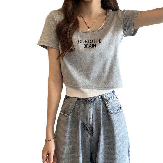 Short tops for women in summer design niche half-sleeved 2025 new fake two-piece high-waist short-sleeved T-shirt trendy ins
Short tops for women in summer design niche half-sleeved 2025 new fake two-piece high-waist short-sleeved T-shirt trendy ins