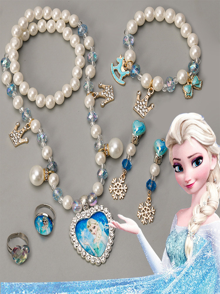 Set Gioielli Frozen Per Bambine - Collana, Braccialetto, Orecchini E Anelli