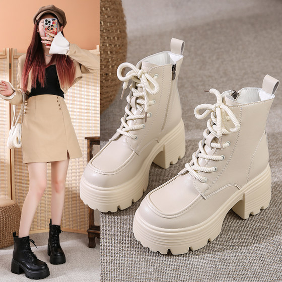 Brand shoes genuine leather European and American fashion boots high heel square toe short boots for women 2025 spring new white lace-up Martin boots
Brand shoes genuine leather European and American fashion boots high heel square toe short boots for women 2025 spring new white lace-up Martin boots