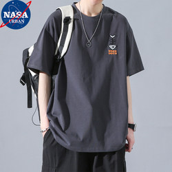 Nasa Collaboration Japanese Trendy Brand Short-Sleeve T-Shirt for Men, Summer American High Street Style, Pure Cotton Heavyweight Casual Half-Sleeve Nasa Collaboration Japanese Trendy Brand Short-Sleeve T-Shirt for Men, Summer American High Street Style, Pure Cotton Heavyweight Casual Half-Sleeve