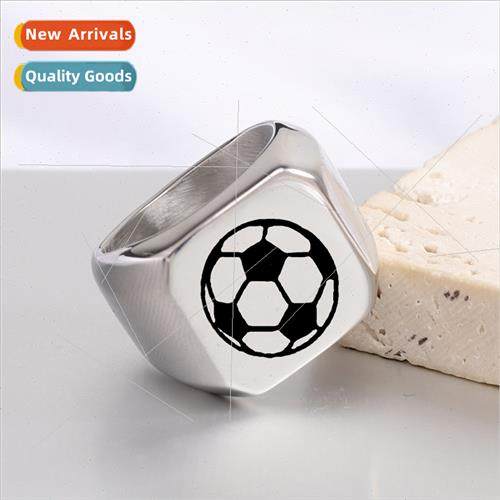 sports soccer tanium steel ring men retro punk square 18MM s sports soccer tanium steel ring men retro punk square 18MM s