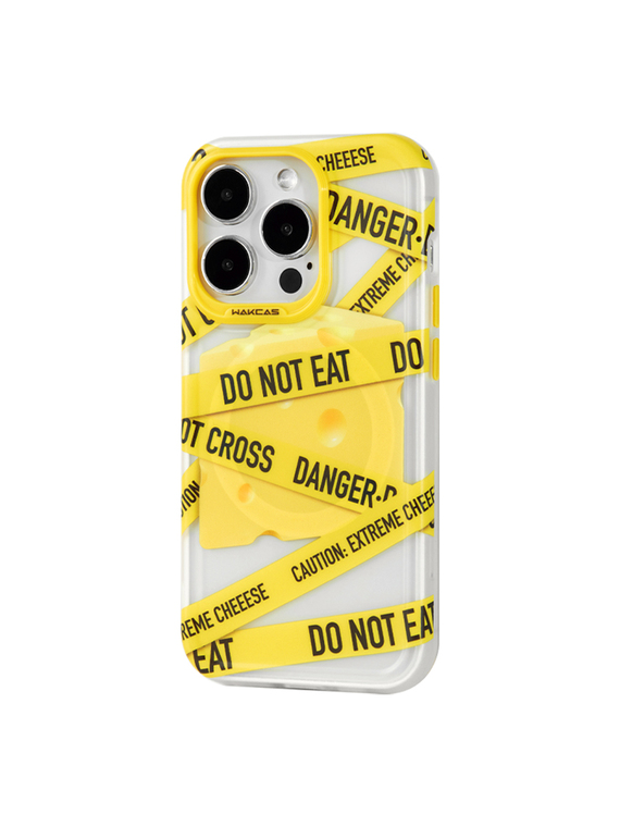 Wakcas Caution Danger Extreme Cheese Funny MagSafe With Cheese Wedge Grip Stand 15, 14, 13 iPhone Case