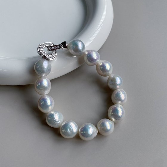 Zhenshi Jewelry Natural Freshwater Pearl Bracelet Women's Aurora Colorful Baroque Full String Love Buckle Bracelet Handle Decoration Zhenshi Jewelry Natural Freshwater Pearl Bracelet Women's Aurora Colorful Baroque Full String Love Buckle Bracelet Handle Decoration