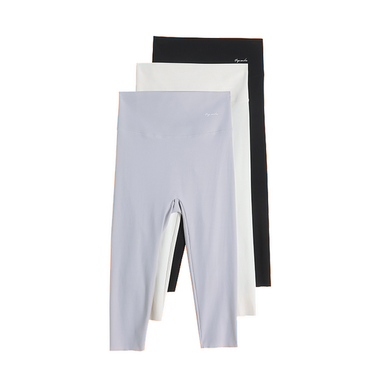 Ice silk 7-point shark leather leggings for women wearing summer thin style slim high waist elastic hip lifting belly yoga pants Ice silk 7-point shark leather leggings for women wearing summer thin style slim high waist elastic hip lifting belly yoga pants
