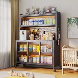 Baby feeding table storage cabinet baby products storage rack household floor-standing multi-layer large capacity storage cabinet Baby feeding table storage cabinet baby products storage rack household floor-standing multi-layer large capacity storage cabinet