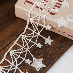 Long 2m Romantic Star Tassel Lace Trim Black and White Hollow Embroidery Lace Trim DIY Curtain Skirt Fabric Long 2m Romantic Star Tassel Lace Trim Black and White Hollow Embroidery Lace Trim DIY Curtain Skirt Fabric