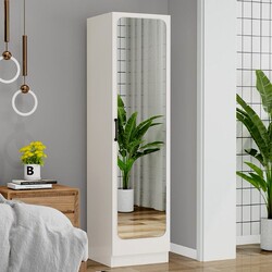Single-Door Wardrobe with Mirror, Simple and Modern, Home Bedroom Storage Cabinet, Children's Wardrobe, Economical Storage Cabinet, Dressing Cabinet Single-Door Wardrobe with Mirror, Simple and Modern, Home Bedroom Storage Cabinet, Children's Wardrobe, Economical Storage Cabinet, Dressing Cabinet