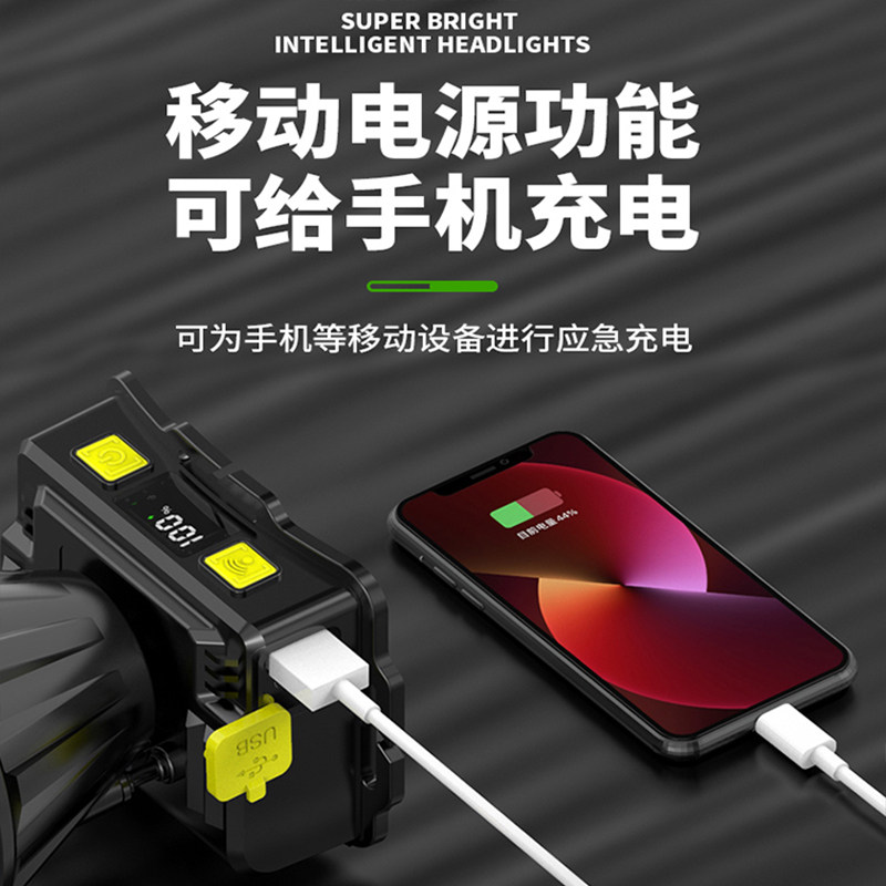 LED 헤드라이트, 강한 조명, 매우 밝음, 충전식, 긴 배터리 수명, 방수, 실외 비상 조명, 작업등, 머리 장착형 광부용 램프 -