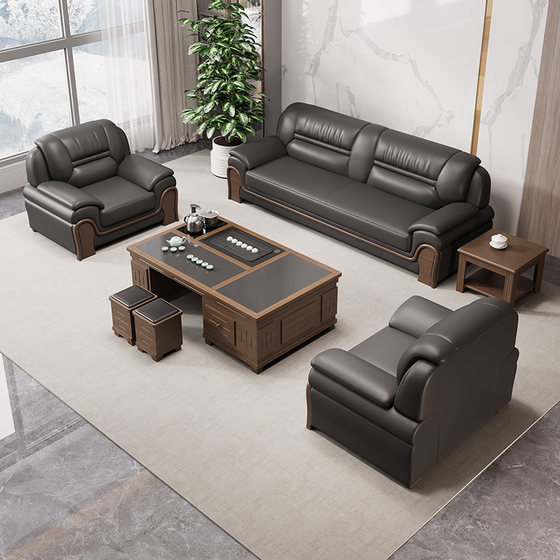 Office sofa reception black leather three-seater leisure area can sleep and lie on business negotiation coffee table combination 
Office sofa reception black leather three-seater leisure area can sleep and lie on business negotiation coffee table combination