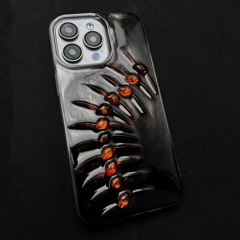 Black — Red Fish Bone Skeleton Spine New Handmade 3D 15, 14, 13, 12 iPhone Case