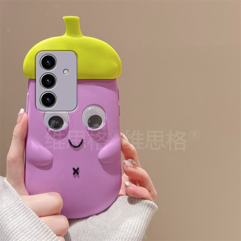 Purple — Funny 3D Eggplant Silicone TPU S24, S24 Plus, S24 Ultra, S23, S23 Plus, S23 Ultra Samsung Phone Case