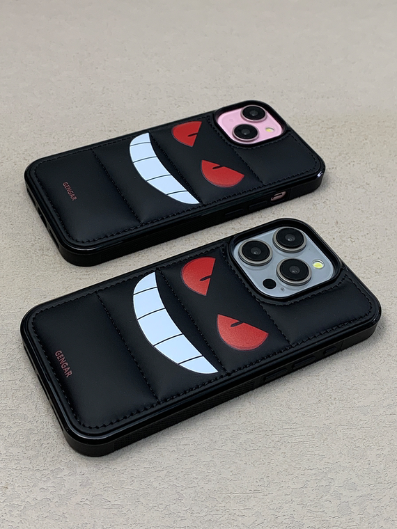 Gengar Face Puffy Puffer Down Jacket 15, 14, 13, 12 iPhone Case