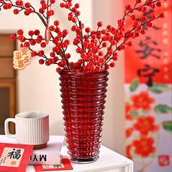 Red Crystal Glass Vase Ornaments for Living Room Flower Arrangement, Accessible Luxury and High-End Hydroponic Flowers, Desktop and Dining Table Decorations Red Crystal Glass Vase Ornaments for Living Room Flower Arrangement, Accessible Luxury and High-End Hydroponic Flowers, Desktop and Dining Table Decorations