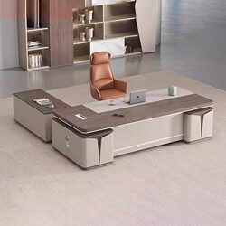 Boss office desk and chair combination light luxury high-end sense simple modern large desk manager room president desk office furniture Boss office desk and chair combination light luxury high-end sense simple modern large desk manager room president desk office furniture