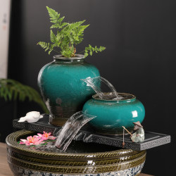 Flowing water ornaments, circulating water, ancient ecological fish tank, waterfall landscaping, complete set of ceramic pots to make money, fish filters Flowing water ornaments, circulating water, ancient ecological fish tank, waterfall landscaping, complete set of ceramic pots to make money, fish filters