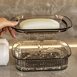 Soap box home plus size 2024 new light luxury high-end creative laundry O soap double layer draining transparent soap Soap box home plus size 2024 new light luxury high-end creative laundry O soap double layer draining transparent soap