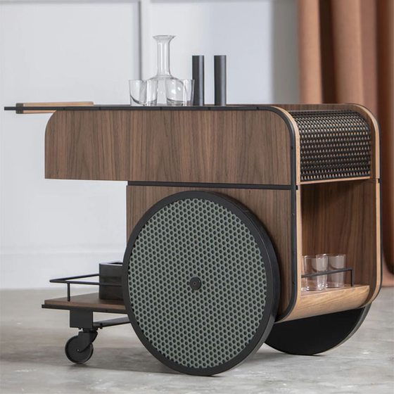 Nordic solid wood dining car high -end villa, alcohol, walnut wood -colored iron and black modern cart, mute moving side by side
 Nordic solid wood dining car high -end villa, alcohol, walnut wood -colored iron and black modern cart, mute moving side by side