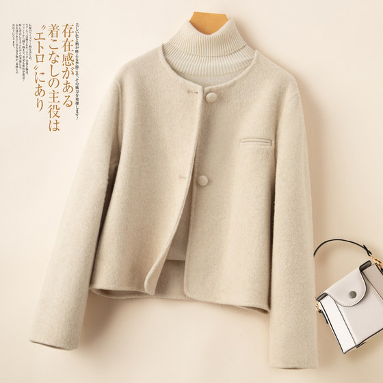 Autumn and winter off-season double-sided cashmere coat for women short round neck small fragrant Korean thickened small wool coat
Autumn and winter off-season double-sided cashmere coat for women short round neck small fragrant Korean thickened small wool coat