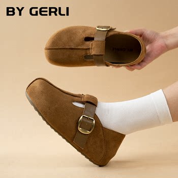 Lazy shoes genuine leather flat-soled heightened Birkenstock shoes Lazy shoes genuine leather flat-soled heightened Birkenstock shoes