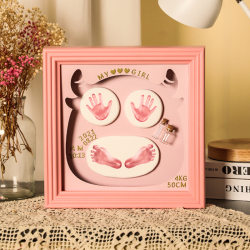 Baby's hand and foot prints made from mud and fetal hair souvenir photo frame newborn baby's footprints full moon for 100 days Riyina You Baby's hand and foot prints made from mud and fetal hair souvenir photo frame newborn baby's footprints full moon for 100 days Riyina You
