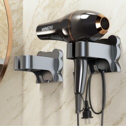 Hair dryer storage rack without hole punching in bathroom storage Hair dryer storage rack without hole punching in bathroom storage