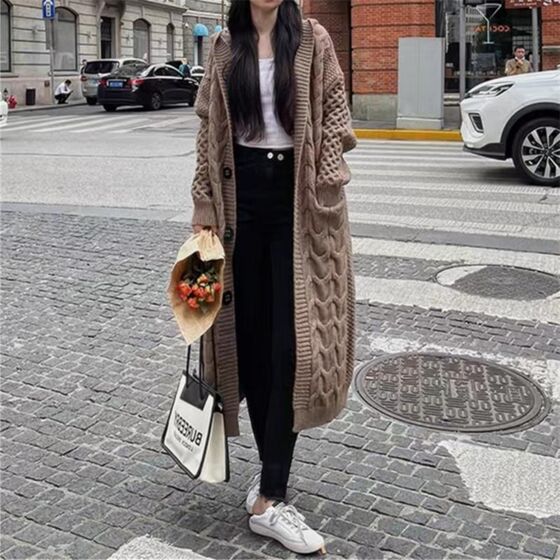 High-quality mid-length hooded knitted sweater cardigan jacket autumn and winter new style loose thickened W fashionable women's clothing temperament
High-quality mid-length hooded knitted sweater cardigan jacket autumn and winter new style loose thickened W fashionable women's clothing temperament