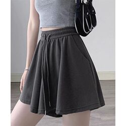 A-line shorts women's large size summer thin fat sister mm high waist loose slimming wide W-leg sports casual pants A-line shorts women's large size summer thin fat sister mm high waist loose slimming wide W-leg sports casual pants