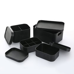 Thickened Black Desktop Cosmetics Storage Box with Lid, Divided White Plastic Box, Organizer Box, Small Box Thickened Black Desktop Cosmetics Storage Box with Lid, Divided White Plastic Box, Organizer Box, Small Box