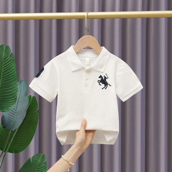Polo shirt boys T-shirt short-sleeved white top summer cotton summer clothes green baby blue lapel trend
Polo shirt boys T-shirt short-sleeved white top summer cotton summer clothes green baby blue lapel trend
