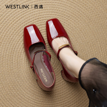 Xiyu official flagship store red retro thick heel shoes Xiyu official flagship store red retro thick heel shoes