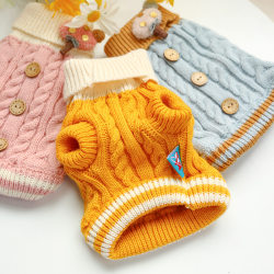 Pet dogs and cats autumn and winter warm clothes cat clothing Teddy Bichon twist button sweater small dogs Pet dogs and cats autumn and winter warm clothes cat clothing Teddy Bichon twist button sweater small dogs