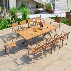 Outdoor plastic wood table and chair courtyard anti-corrosion wood waterproof sun protection outdoor balcony outdoor leisure garden table and chair combination Outdoor plastic wood table and chair courtyard anti-corrosion wood waterproof sun protection outdoor balcony outdoor leisure garden table and chair combination