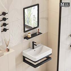 Bathroom washbasin wall-mounted bathroom integrated ceramic stainless steel bracket washbasin small apartment storage cabinet Bathroom washbasin wall-mounted bathroom integrated ceramic stainless steel bracket washbasin small apartment storage cabinet
