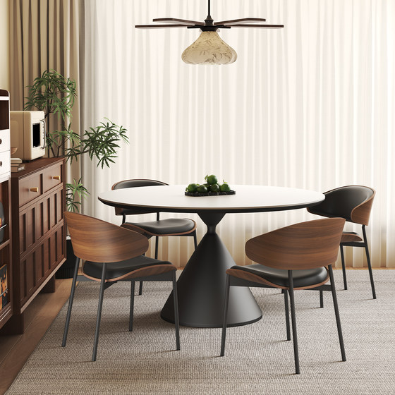Modern simple round stone slab dining table and chair combination for household small apartment round table Italian minimalist white round table
Modern simple round stone slab dining table and chair combination for household small apartment round table Italian minimalist white round table