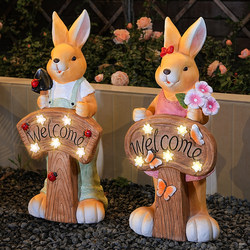 Large Solar-Powered Rabbit Welcome Sign Kindergarten Entrance Decoration Balcony Garden Courtyard Arrangement Landscaping Ornament Large Solar-Powered Rabbit Welcome Sign Kindergarten Entrance Decoration Balcony Garden Courtyard Arrangement Landscaping Ornament