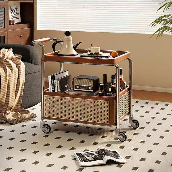 Movable side cart Living room sofa coffee table New style medium style solid wood kitchen storage rack dining car
Movable side cart Living room sofa coffee table New style medium style solid wood kitchen storage rack dining car