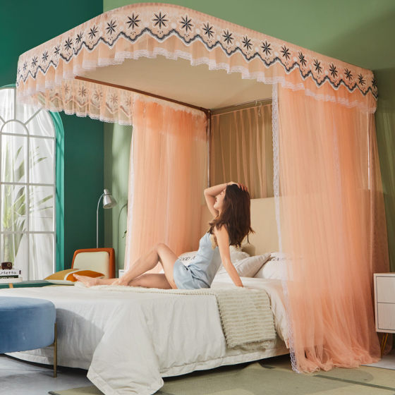 Guide rail mosquito net, household U-shaped track bracket, fixed telescopic slide rail, 1.8m, free of installation, 1.5 beds, encrypted and thickened Guide rail mosquito net, household U-shaped track bracket, fixed telescopic slide rail, 1.8m, free of installation, 1.5 beds, encrypted and thickened