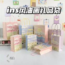 Ins3D Three-Dimensional Oil Painting Style Gift Bag, High-Value Birthday Gift Tote Bag, Gift Bag for Best Friend, Teacher's Day Paper Bag Ins3D Three-Dimensional Oil Painting Style Gift Bag, High-Value Birthday Gift Tote Bag, Gift Bag for Best Friend, Teacher's Day Paper Bag