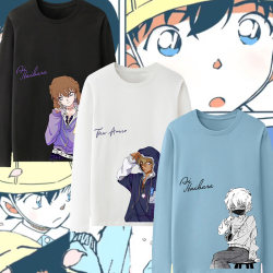 Detective Conan Long-Sleeved Men's Spring and Autumn T-Shirt Pure Cotton Base Shirt Kudo Shinichi Shirogane Ai Xiaolan Clothing Trendy Detective Conan Long-Sleeved Men's Spring and Autumn T-Shirt Pure Cotton Base Shirt Kudo Shinichi Shirogane Ai Xiaolan Clothing Trendy
