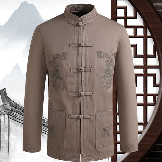 Spring and Autumn Chinese style middle-aged and elderly Tang suit men's jacket Chinese style dad and grandpa birthday jacket festive birthday suit
Spring and Autumn Chinese style middle-aged and elderly Tang suit men's jacket Chinese style dad and grandpa birthday jacket festive birthday suit