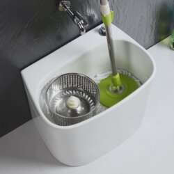 Ceramic mop pool small balcony mop pool spin-dry dual-drive rotating automatic floor mop bucket large mop basin Ceramic mop pool small balcony mop pool spin-dry dual-drive rotating automatic floor mop bucket large mop basin