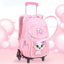 Trolley schoolbag primary school students 3/6 grade children 1y/12 years old climbing girls building Korean version pu girls waterproof princess Trolley schoolbag primary school students 3/6 grade children 1y/12 years old climbing girls building Korean version pu girls waterproof princess