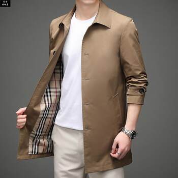 Paul official spring and autumn lapel mid-length windbreaker men's solid color coat Korean style business casual men's top handsome 
Paul official spring and autumn lapel mid-length windbreaker men's solid color coat Korean style business casual men's top handsome