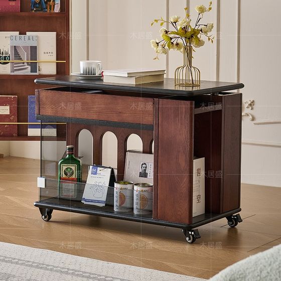 French retro style movable coffee table living room lift side small household K-type ash folding solid wood trolley
French retro style movable coffee table living room lift side small household K-type ash folding solid wood trolley