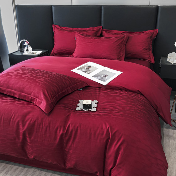 Class A 100 long velvet cotton four-piece set of cotton wedding room C solid color quilt cover light luxury wedding big red bed
Class A 100 long velvet cotton four-piece set of cotton wedding room C solid color quilt cover light luxury wedding big red bed