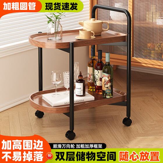 Small table with wheels, retro trolley, household living room, sofa, bedside, round double-layer storage rack
Small table with wheels, retro trolley, household living room, sofa, bedside, round double-layer storage rack