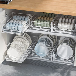 Kitchen basket free installation pull-out dish storage rack in the cabinet drawer dish drain slide rail storage rack Kitchen basket free installation pull-out dish storage rack in the cabinet drawer dish drain slide rail storage rack