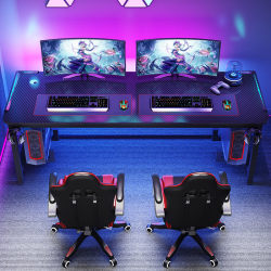 Double computer desk home desktop with main rack carbon fiber super large gaming table white e-sports table and chair set Double computer desk home desktop with main rack carbon fiber super large gaming table white e-sports table and chair set