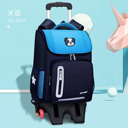 Trolley schoolbags for elementary school students and children in grades 1-3-6 for men and women waterproof spine protection large capacity with wheels hand-stretchable Trolley schoolbags for elementary school students and children in grades 1-3-6 for men and women waterproof spine protection large capacity with wheels hand-stretchable